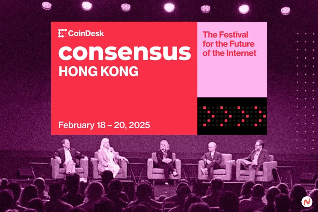Consensus Hong Kong 2025 event at HKCEC, featuring high-profile Web3 speakers from East and West