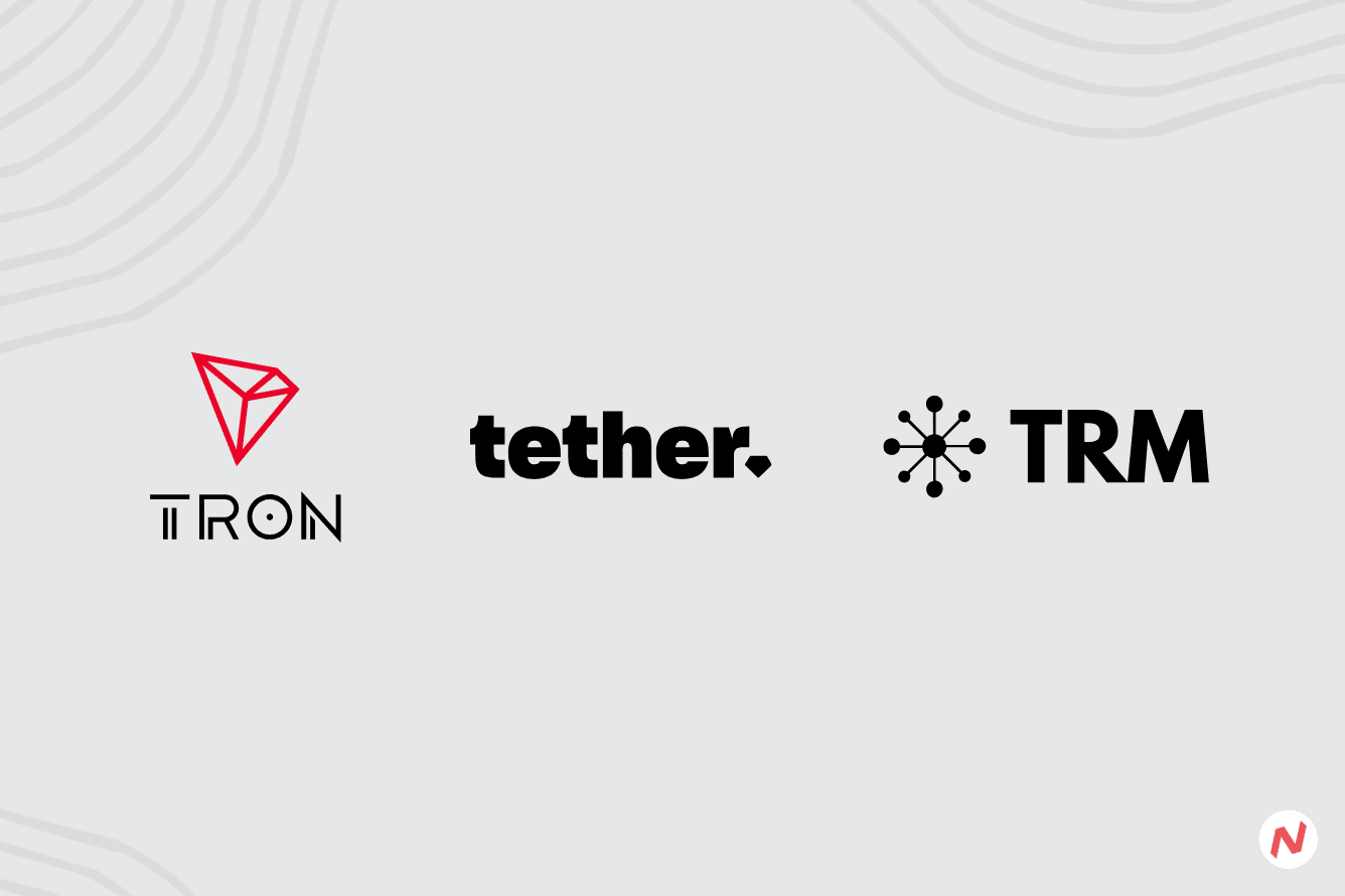 T3 Financial Crime Unit logo with TRON, Tether, and TRM Labs logos, representing the public-private partnership in blockchain