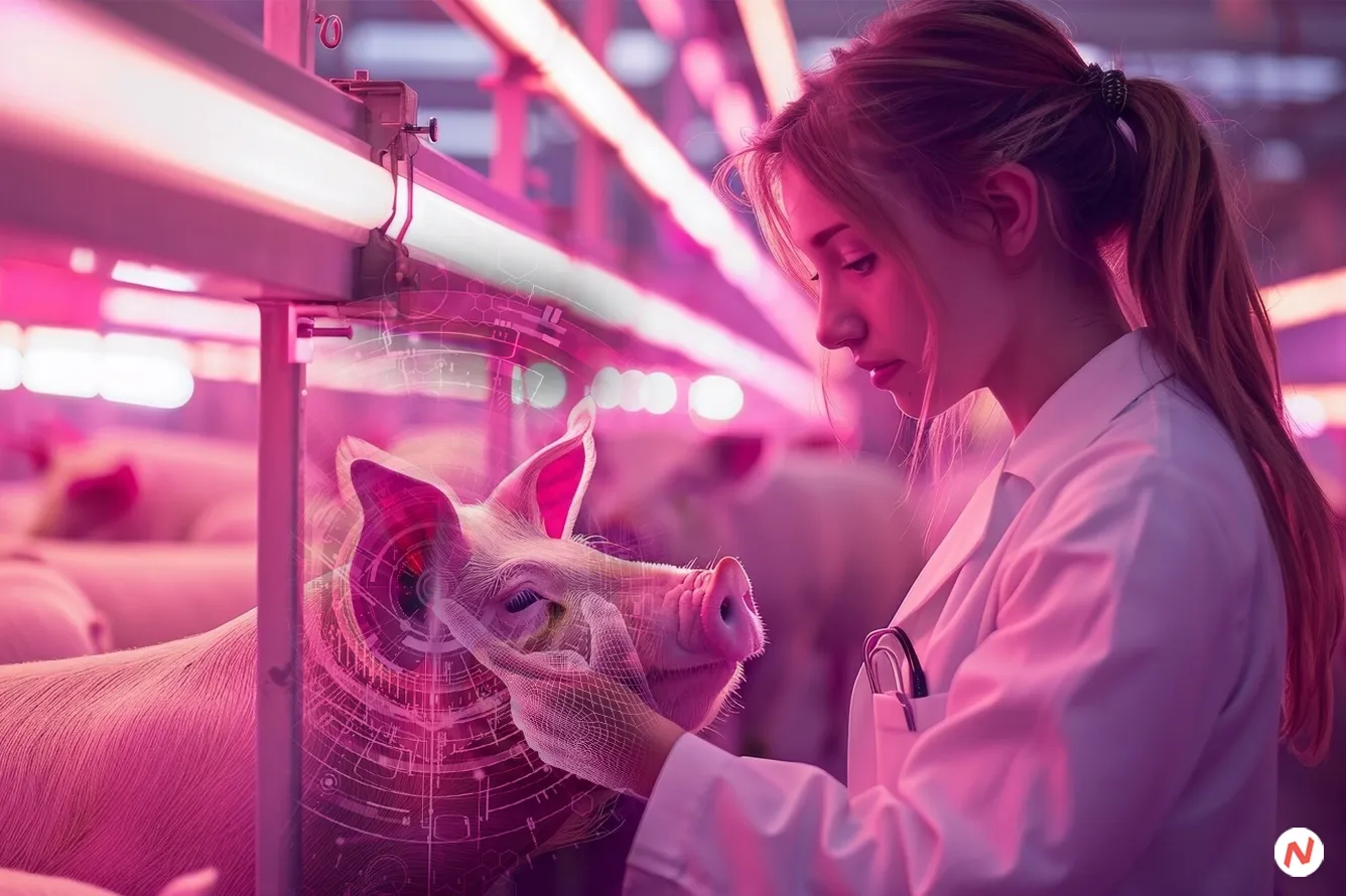 AI analyzing pig and horse faces to detect signs of pain and emotional distress for animal welfare