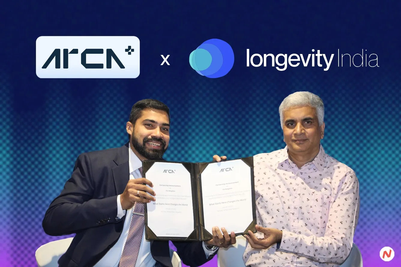 Arca AI founder Rohit Rajan and representatives from Longevity India IISc and Believers Church Kerala announce AI healthcare