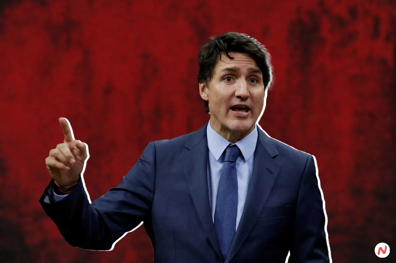 Canadian Prime Minister Justin Trudeau speaking about US tariffs on Canadian goods
