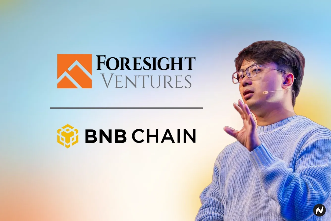 Foresight Ventures logo and BNB Chain branding representing $25M startup accelerator pledge
