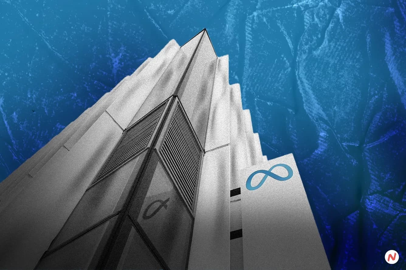 Meta logo, AI ethics, and a paused development sign symbolizing the company's potential halt on risky AI development