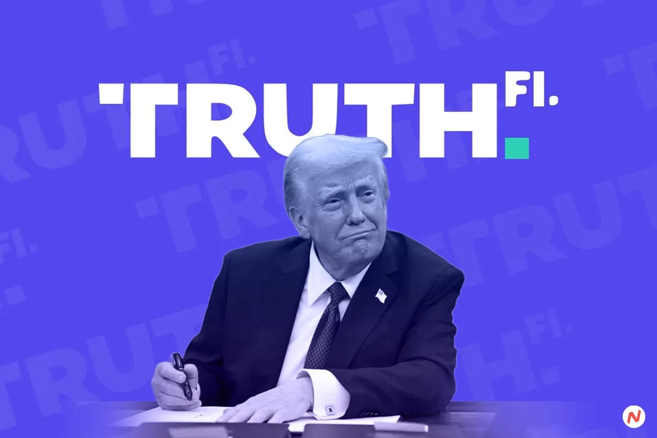 Trump Media & Technology Group logo; company filed trademark for six Truth.Fi investment products including a Bitcoin ETF