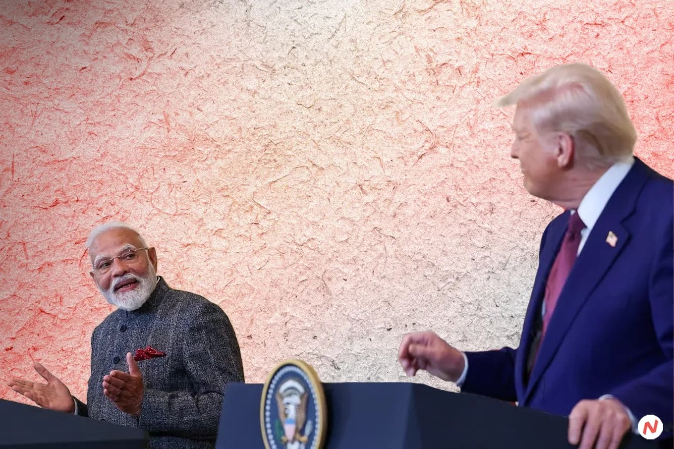 US President Trump and Indian PM Modi at a trade meeting