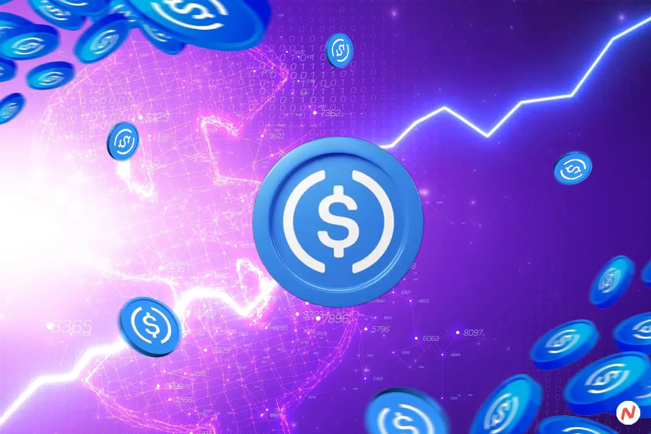 Circle USDC stablecoin market cap graph showing record $56 billion high