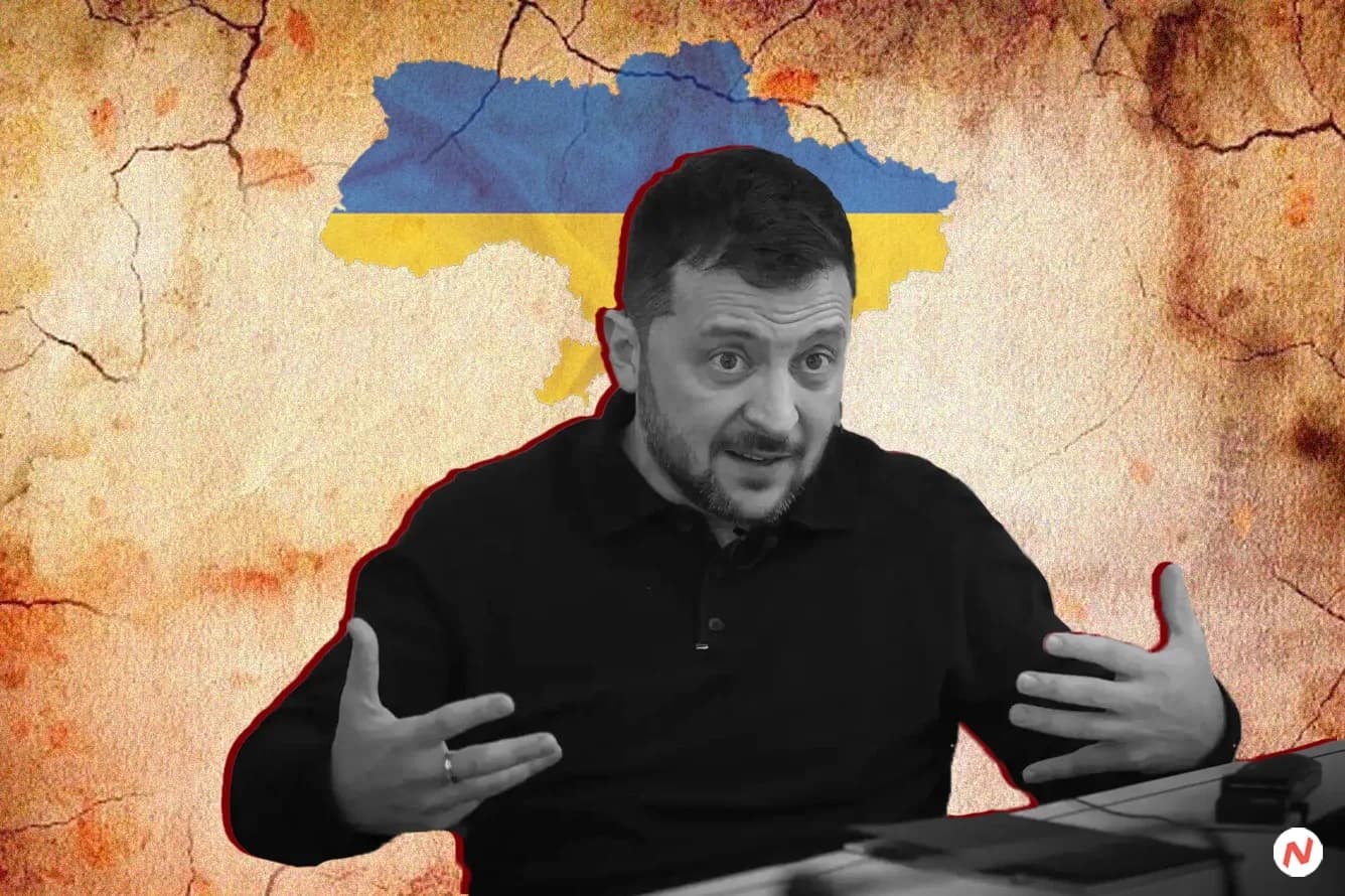 Ukrainian President Volodymyr Zelenskyy speaking at the Khmelnytskyi Nuclear Power Plant