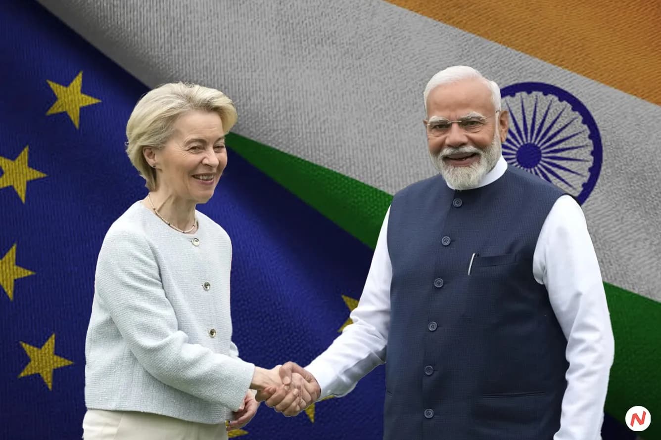European Commission President Ursula von der Leyen and Indian PM Narendra Modi meet in Delhi for trade and security talks
