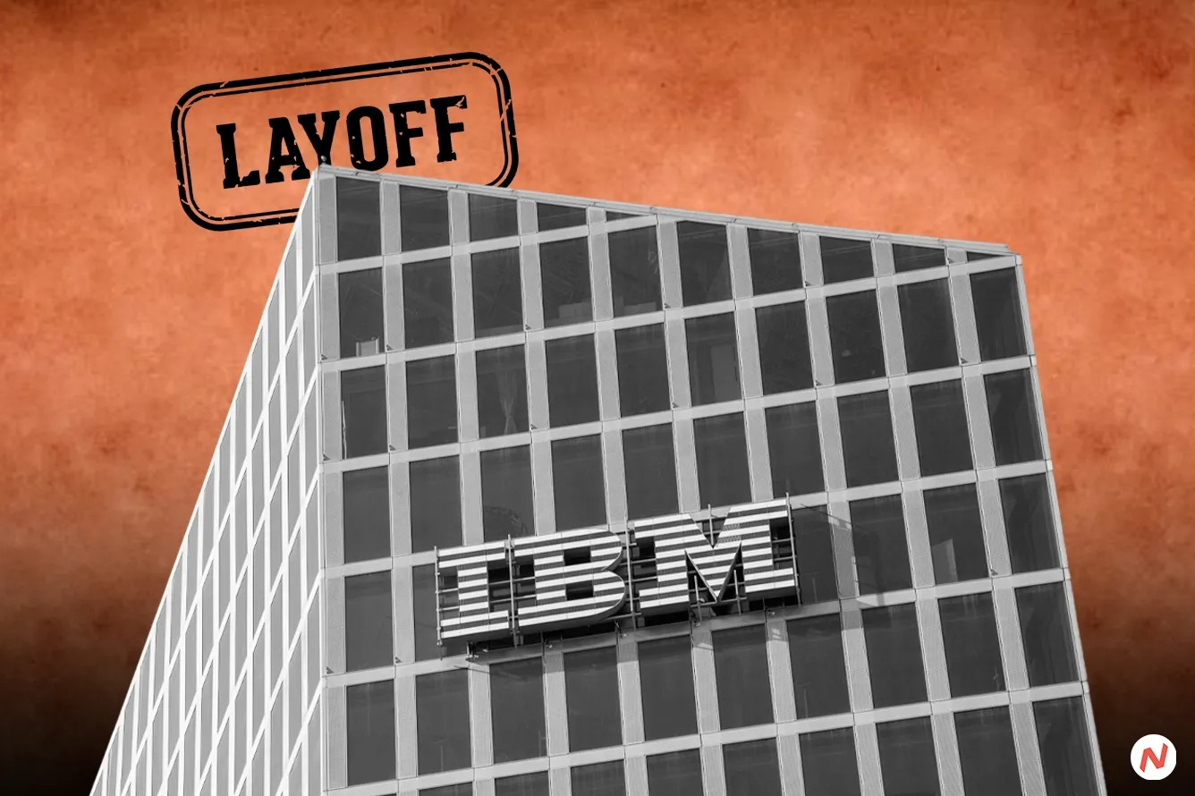 IBM logo representing the company's layoffs and job shift from the U.S. to India