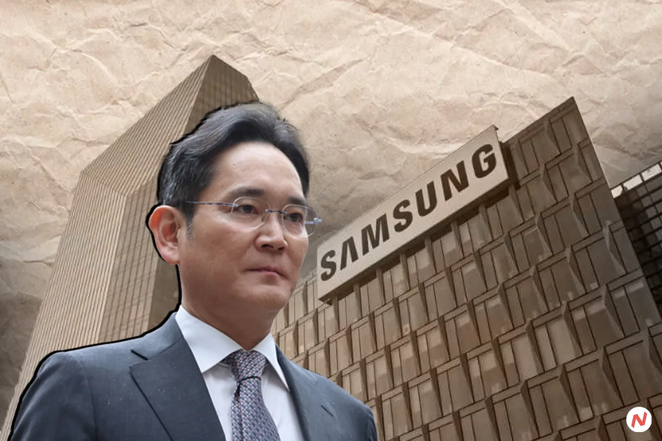 Samsung Electronics Chairman Lee Jae-Yong speaking at a seminar, addressing the company's ongoing financial and competitive c
