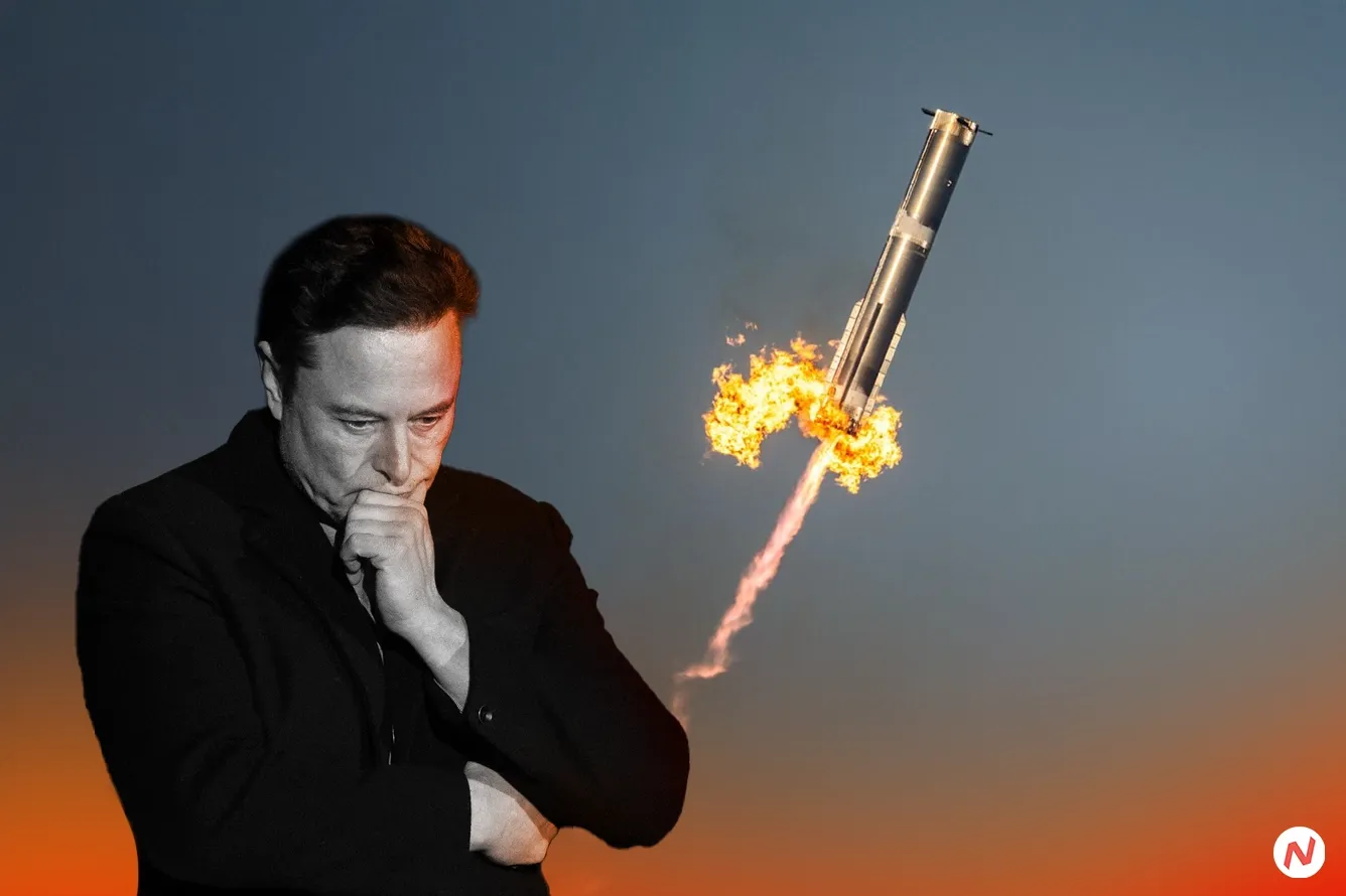 SpaceX Starship rocket exploding over the Caribbean Sea during its eighth test flight