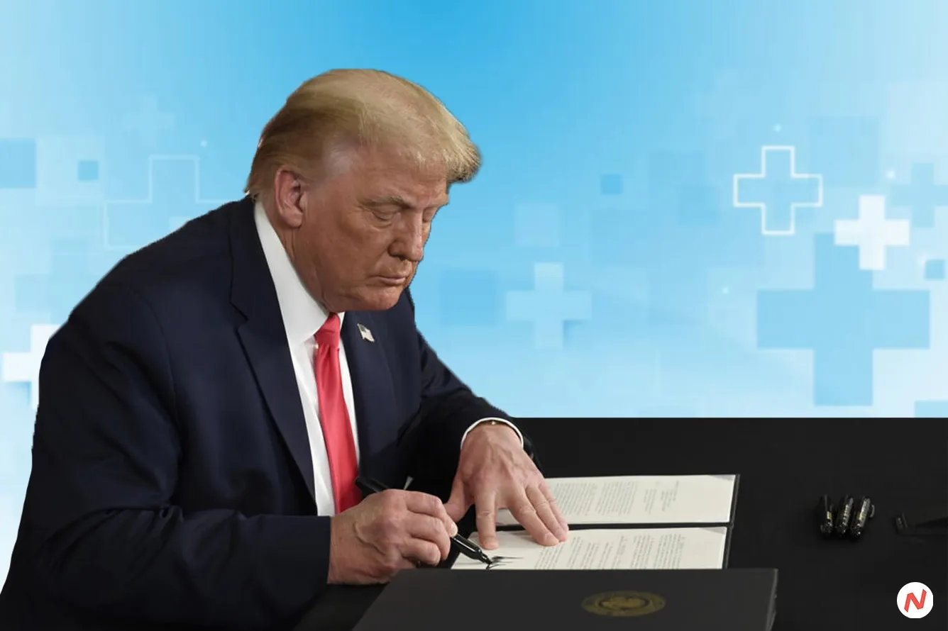 President Trump signing an executive order on healthcare price transparency at the White House