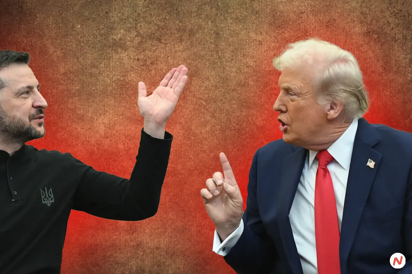 President Donald Trump confronts Ukrainian President Volodymyr Zelenskyy in the White House Oval Office on February 28, 2025