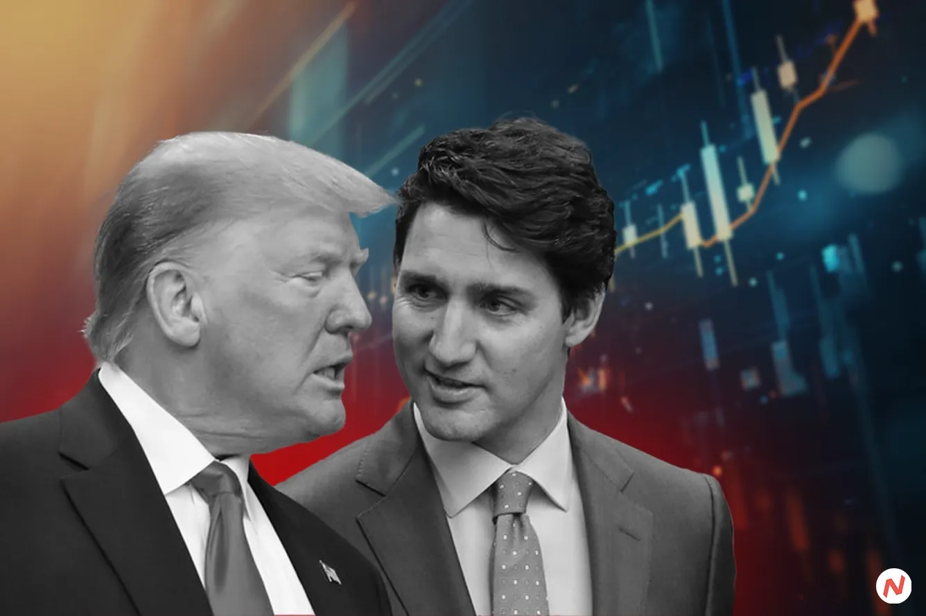 Donald Trump and Justin Trudeau facing off over tariffs in a trade war
