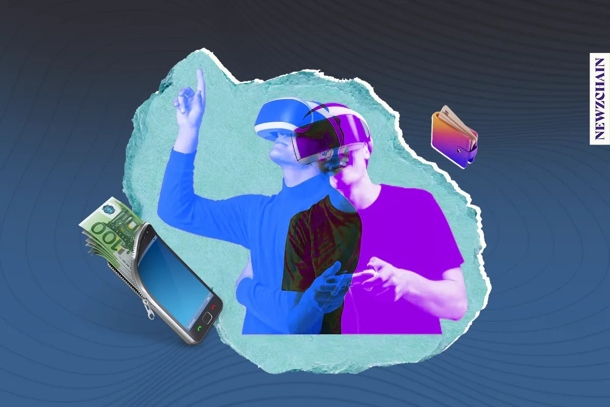 Illustration of a gamer facing a wallet, representing pay-to-win mechanics in video games