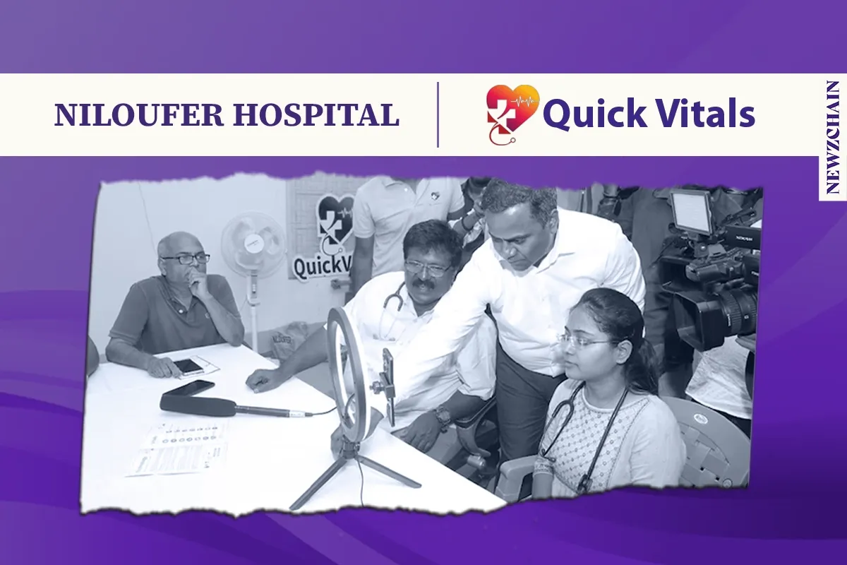 Launch of Amruth Swasth Bharath AI blood testing tool at Niloufer Hospital, Hyderabad by Quick Vitals