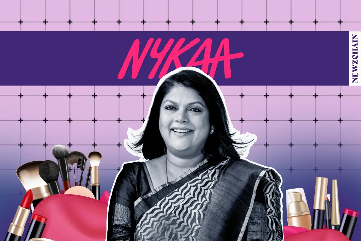 Nykaa logo and beauty product display, parent company FSN E-Commerce Ventures reports Q4FY25 financial results with doubled p