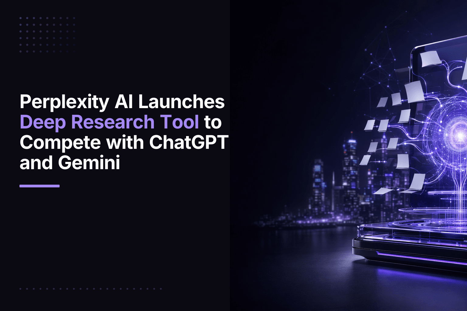 Perplexity AI logo and interface for its new Deep Research tool competing with ChatGPT and Gemini